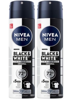 Nivea Pack Of 2 NIVEA MEN Antiperspirant Spray for Men Black And White Invisible Protection Original150ml  - Image 2