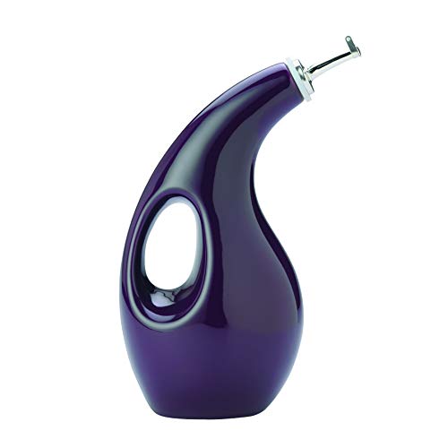Rachael Ray Solid Glaze Ceramics EVOO Olive Oil Bottle Dispenser with Spout, One Size, Purple - Image 5