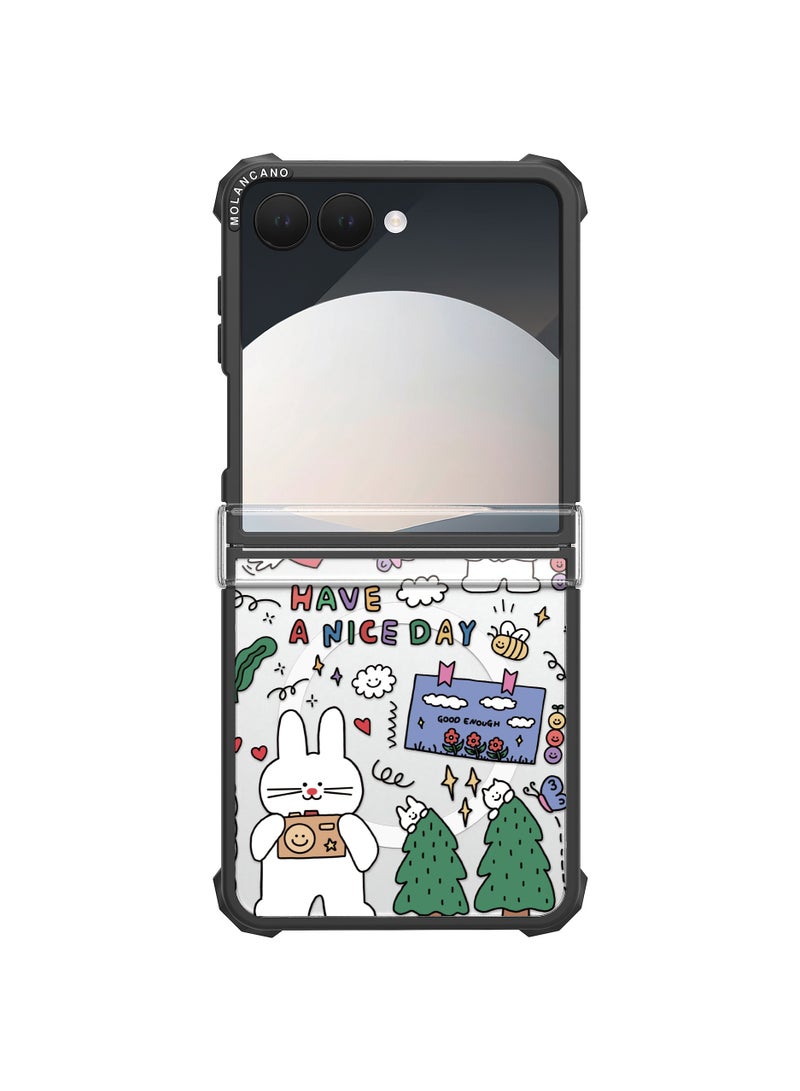 general Compatible with Samsung Z Flip7 Phone Case Cute Cat Pattern Shockproof Protective Cover Full-Coverage Foldable Screen Case Soft and Cute Design Scratch-Resistant Shell