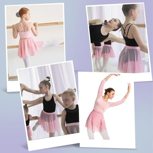 Yolev Women's Ballet Wrap Skirt Chiffon Dance Wrap Skirt with Adjustable Waist Tie Gymnastics Ballet Skirts for Women (Dusty Rose) - Image 3