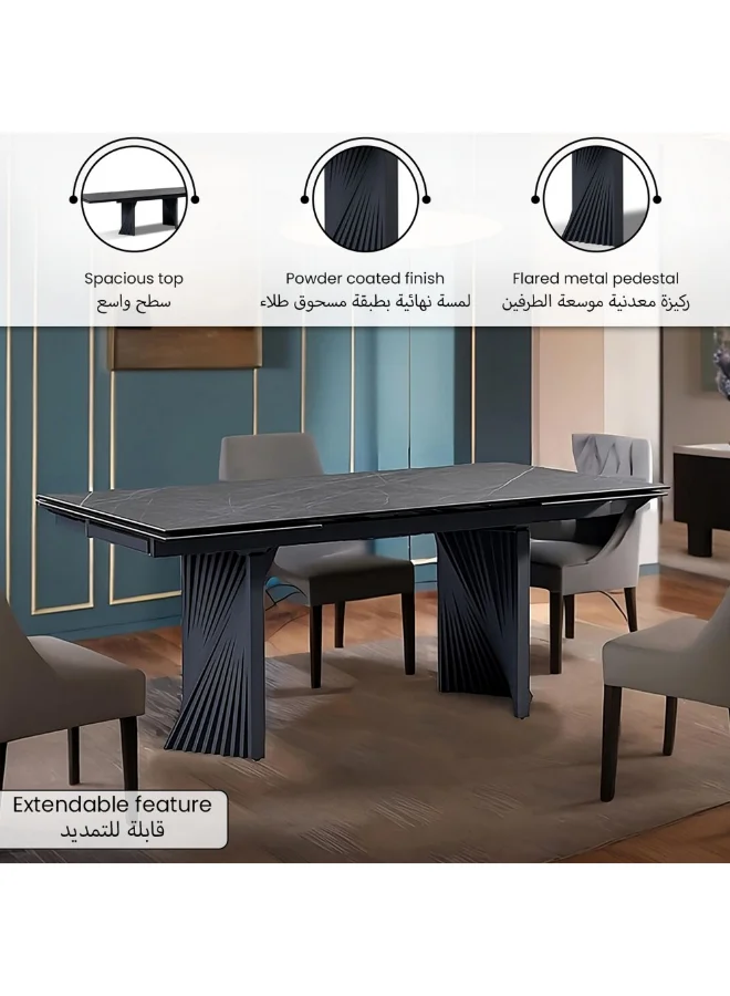 Micasa Extension High-Quality and Durable Dining Table Black 76 x 95 x 280 cm DT2064