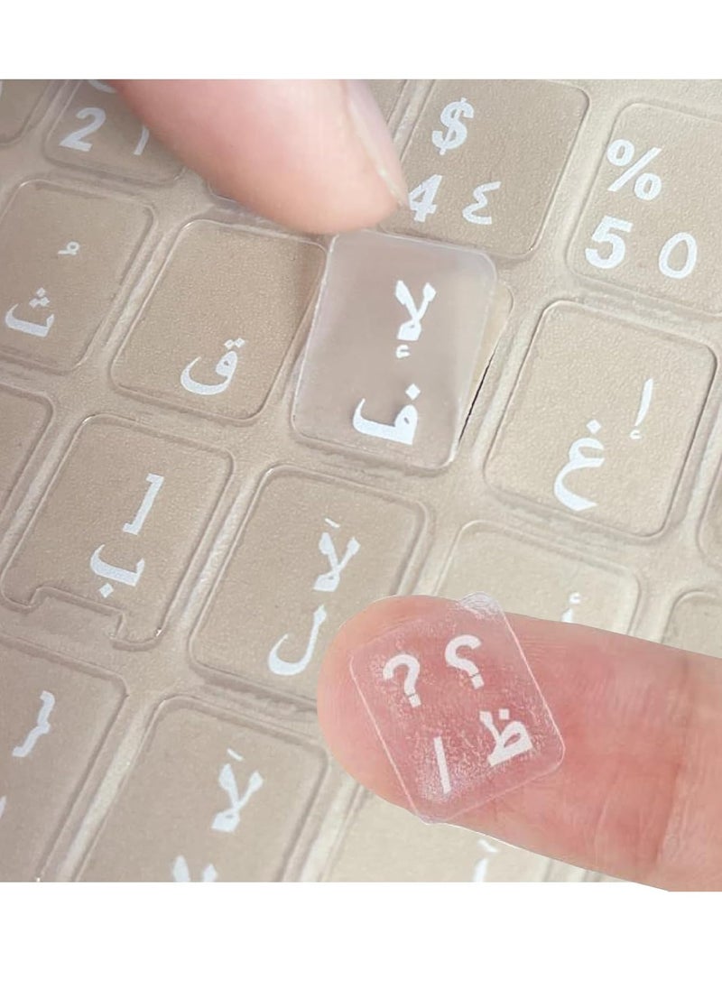 ماركة غير محددة - ستيكر لاصق للكيبورد عربي شفاف ملصق باللغة العربية لجهاز الكمبيوتر المكتبي مفاتيح بتصميم حروف عربية فقط مع خلفية شفافة قطعة واحدة أبيض 1 - Image 1