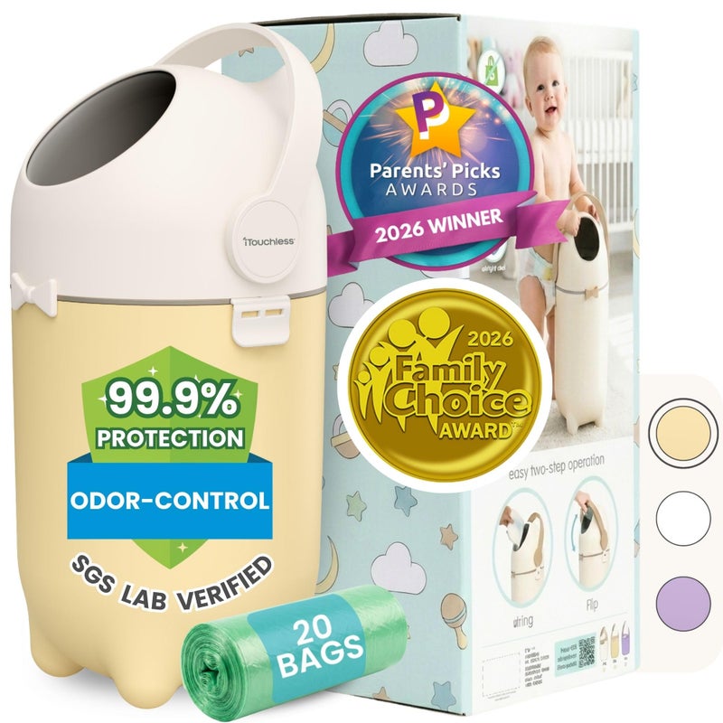 iTouchless OdorLocking Diaper Pail 2026 AwardWinning Ag Silver Ion Nursery Bin Fits Any Bag No Refills Needed Includes 20 LeakProof Bags Holds 300 Diapers Sand Almond Versatile Bin - Image 2