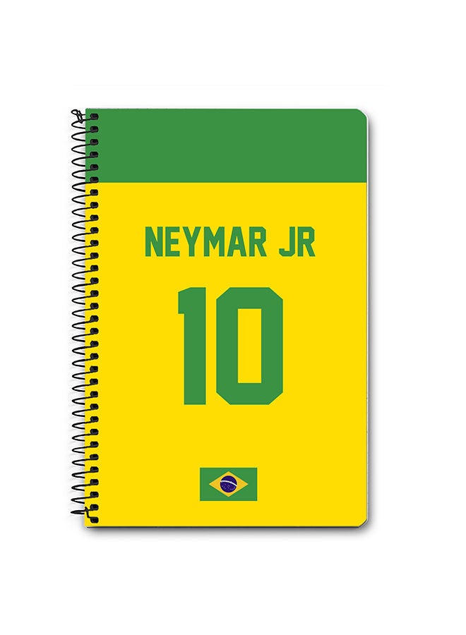 Stylizedd Designer A5 Spiral Notebook Memo Notepad Journal - Football Team - Brazil Player Name - Neymar Jr - Image 1