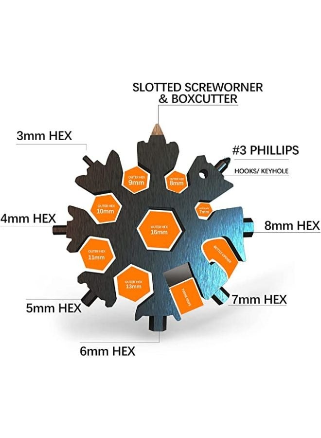 18-in-1 Snowflake Multi Tool Stainless Portable Steel Multi-Tool for Outdoor Travel Camping Adventure Daily Tool  - Image 3