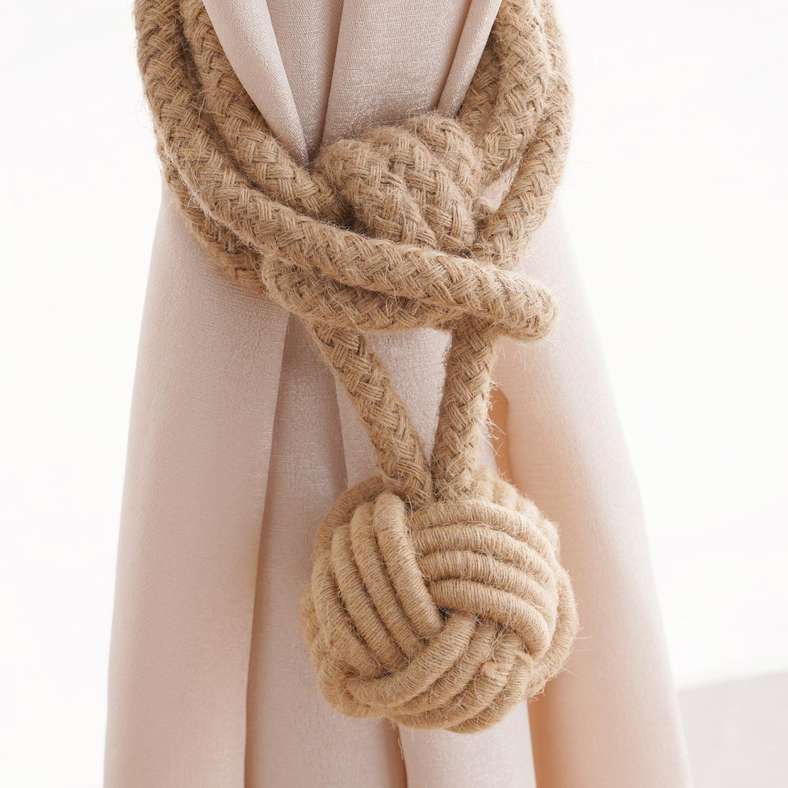 Pan Home Jute Ball Tassel Tieback - Natural - Image 2