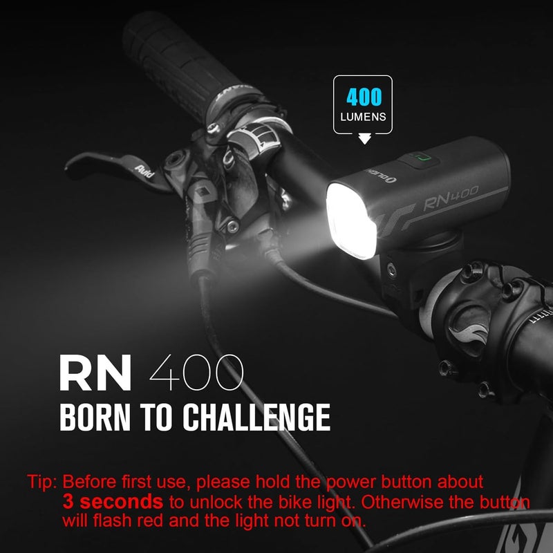OLIGHT RN 400 LED Bike Lights, 400 Lumens USB Type-C Rechargeable Front Light, IPX7 Waterproof Bicycle Headlight for Road Urban Cyclists Black - Image 3