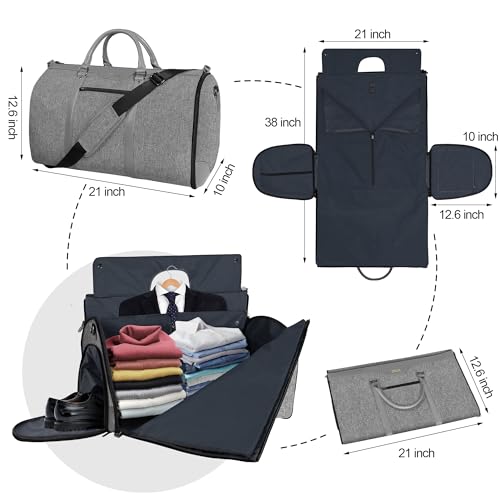 ZRSUN Garment Bag for Travel Convertible CarryOn Duffel with Shoe Compartment Waterproof WrinkleFree Suit Carrier for Business Trips Weekend Getaways Foldable Lightweight - Image 3