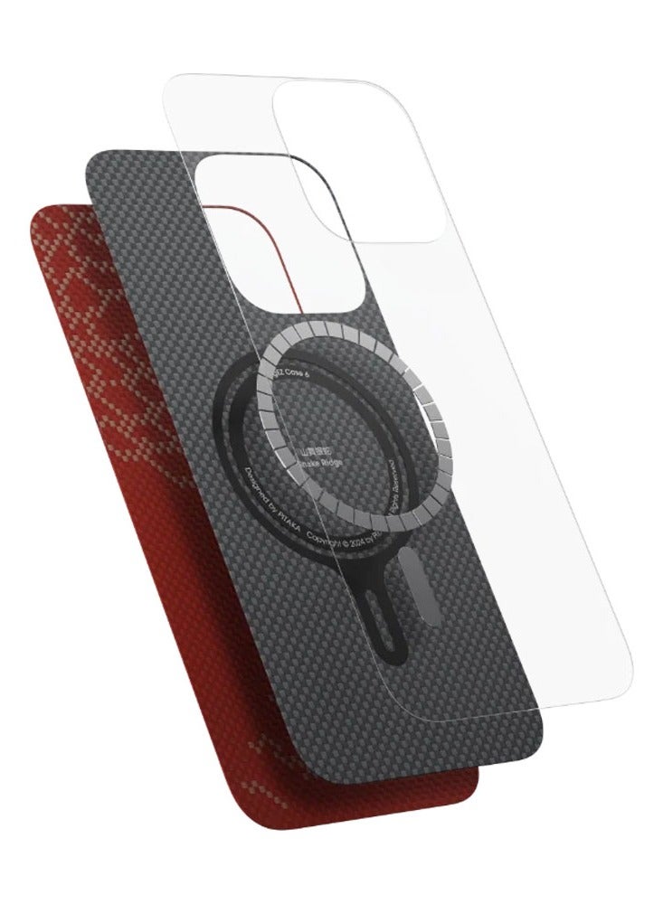 PITAKA pitaka for iPhone 16 Pro Compatible with Magsafe Snake Ridge New Year Limited Edition iPhone 16 Pro Case with a Caseless Feel 1500D Aramid Fiber Snake Ridge - Snowy Day  - Image 4