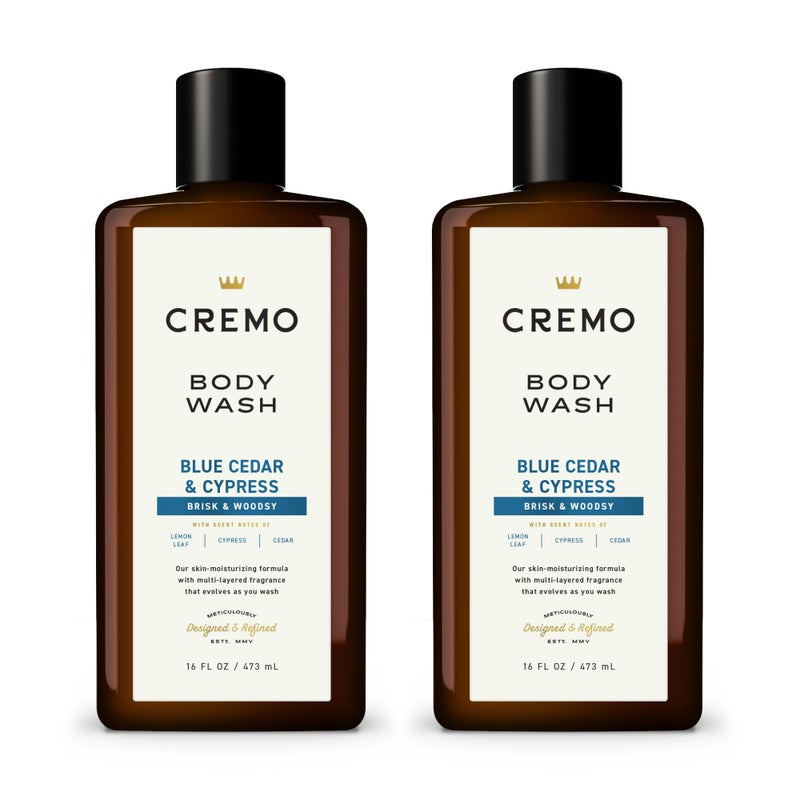 Cremo Rich-Lathering Blue Cedar & Cypress Body Wash, A Woodsy Scent with Notes of Lemon Peel, Cypress and Cedar, 16 Fl Oz (2-Pack) - Image 1
