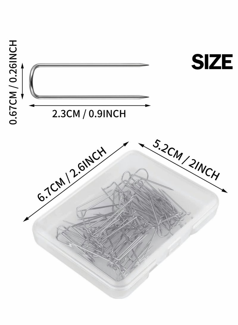 Excefore Sewing U-Pins, 50 Pcs Metal U Pins Needlecrafts Pins Double Blocking Pins Multipurpose Straight Pins for DIY Sewing Jewelry Craft Making Fabric Decor (0.91 Inch/0.5cm) - Image 2