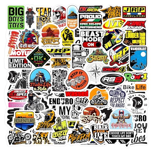 True Flair Waterproof Pack of 64 Helmet Laptop Vinyl Self-Adhesive Sticker for Adults, Multicolor Stickers for Bike, Racking, Laptop, Journal, Guitar, Mobile - Residue Free - Image 1