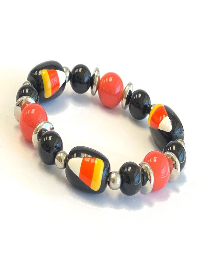 fiona Halloween Bracelet For Women, Trick Or Treat Bracelet, Spooky Jack O' Lantern Pumpkin Jewelry Gift 1 pc (3 Candy Corns) - Image 2