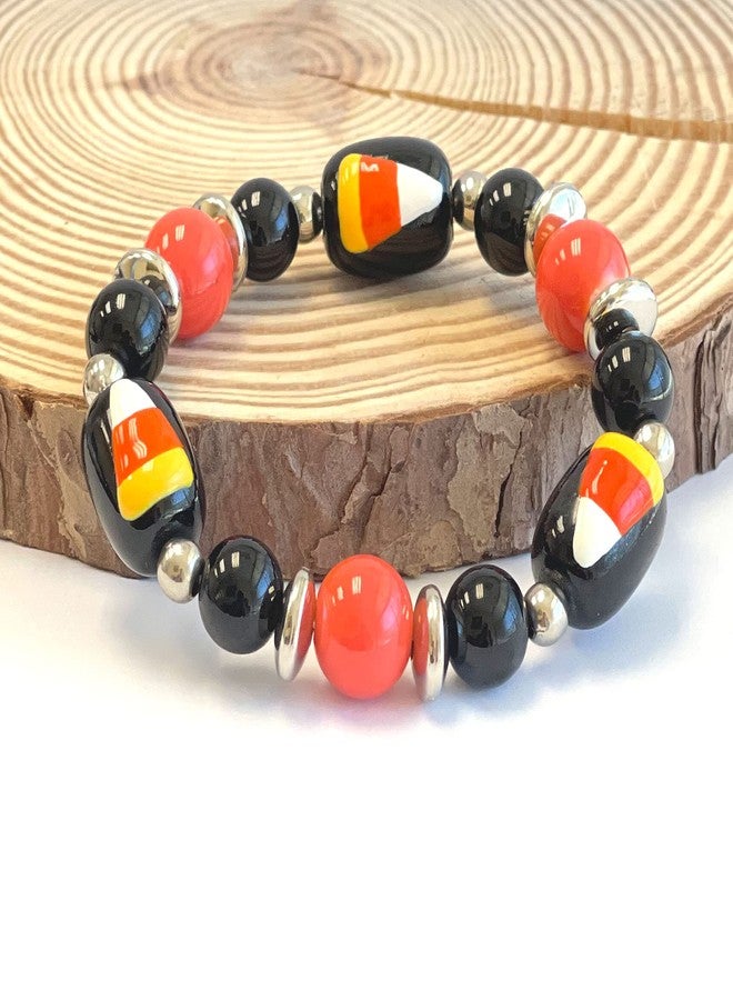 fiona Halloween Bracelet For Women, Trick Or Treat Bracelet, Spooky Jack O' Lantern Pumpkin Jewelry Gift 1 pc (3 Candy Corns) - Image 5