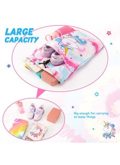 WAWSAM Unicorn Kids Drawstring Backpack - Waterproof String Backpack Gym Bag for Girls Portable Lightweight Backpack Sport Beach Travel Swim Sackpack with Zipper Pocket Water Bottle Pocket  - Image 3