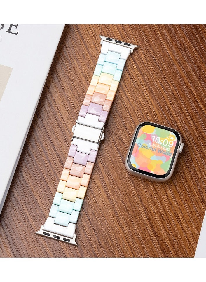 Generic - Compatible Apple Watch Straps 42mm 44mm 45mm 49mm, Stainless Steel iWatch Band with Case for Apple Watch Series 8/7/6/5/4/3/2/1/SE/SE2/Ultra（Rainbow Colors） - Image 1
