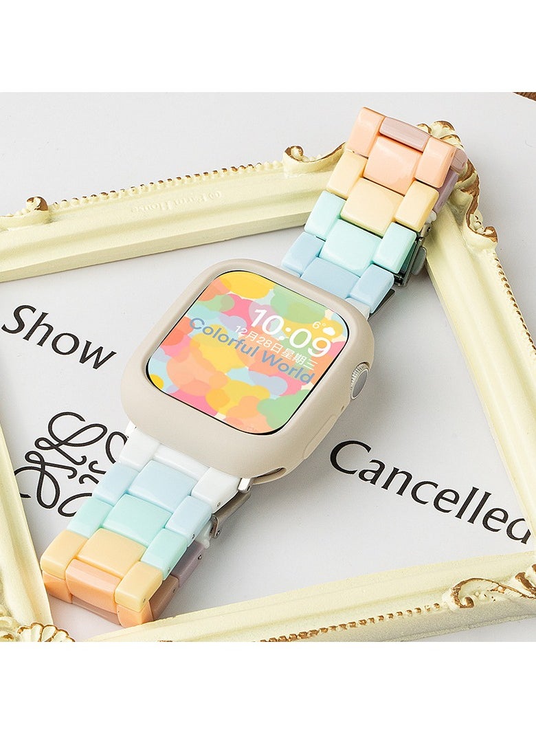 Generic - Compatible Apple Watch Straps 42mm 44mm 45mm 49mm, Stainless Steel iWatch Band with Case for Apple Watch Series 8/7/6/5/4/3/2/1/SE/SE2/Ultra（Rainbow Colors） - Image 1