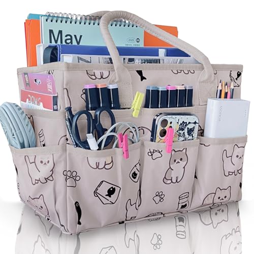 Cupohus Craft Organizer Tote Bag Art Organizer Craft Caddy with Multiple Pockets Large Capacity Supply Storage Bag for Sewing Knitting Painting and Travel Pet Prints - Image 1