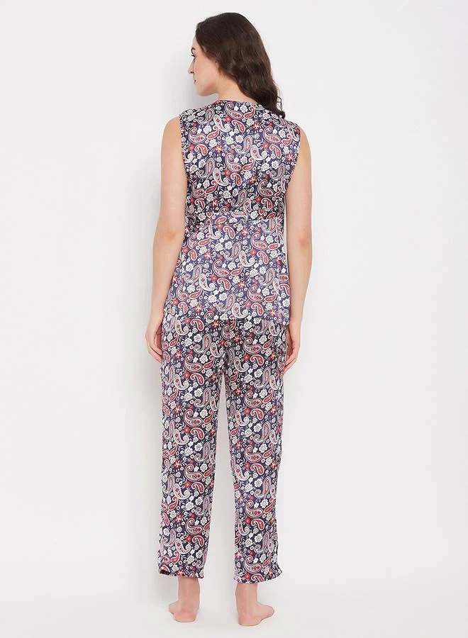 كلوفيا Satin Paisley Print Angrakha Top & Pyjama Set by Styli