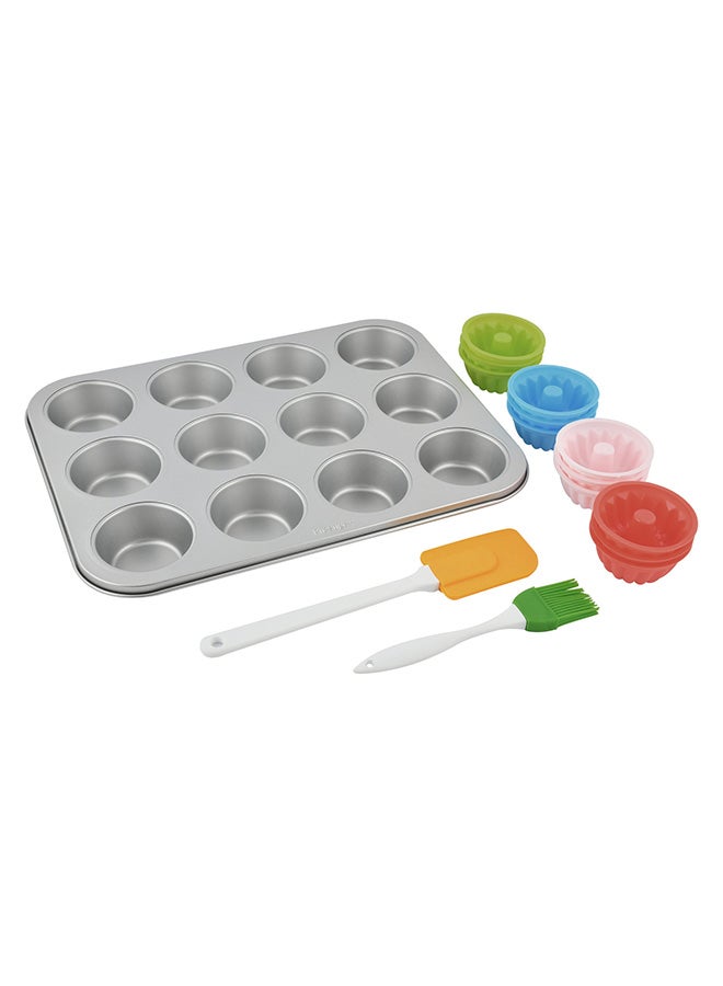 Prestige 12-Cup Fluted Muffin Pan Bundt Set Red/Green/Yellow - Image 2