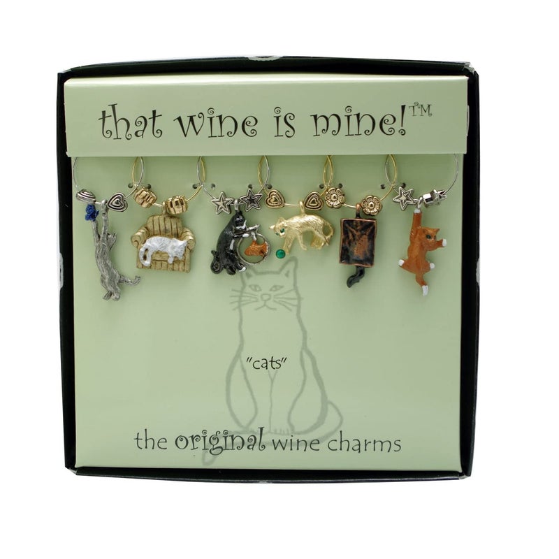 Wine Things Cats Wine Charms Zinc Alloy Wine Glass Tags for Stem Glasses Drink Markers Identifiers for Parties Tastings and Entertaining Multicolor Set of 6