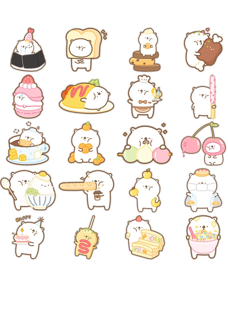 SYOSI 40 قطعة حزمة من ملصقات دببة كرتونية لطيفة، ملصقات دببة فكاهية لكتاب الطعام مقاومة للماء مناسبة لحقيبة العربة، زجاج الماء، اليوميات، الثلاجة، الكمبيوتر، ملصقات دي أي واي - Image 5