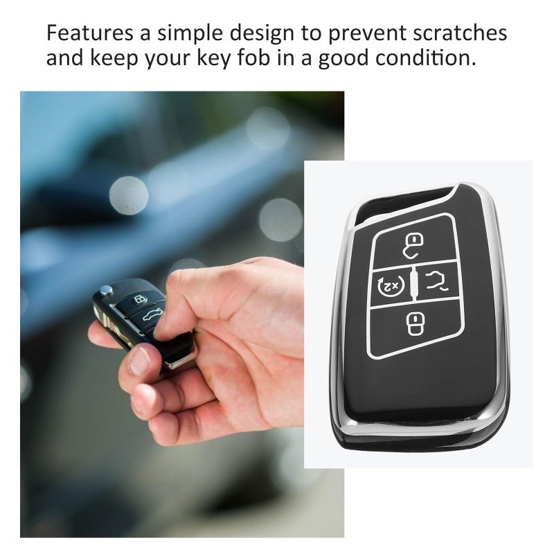 TPU Key Fob Cover Car Key Holder Protective Shell Black Automotive Interior Accessory - Image 4