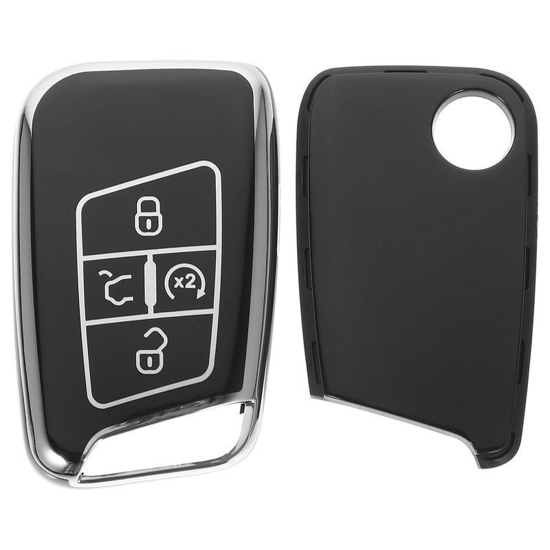 TPU Key Fob Cover Car Key Holder Protective Shell Black Automotive Interior Accessory - Image 2
