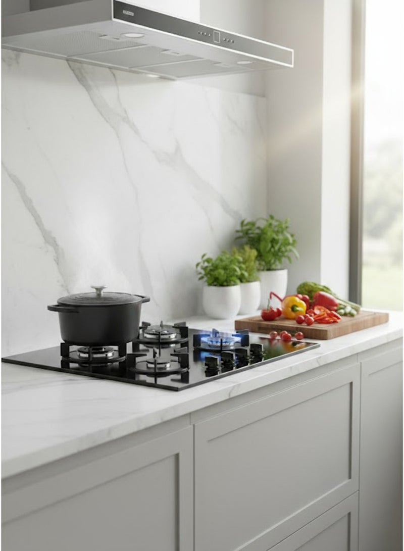 Kumtel Built-in Gas Cooker - 4 burners - 65 cm - Turkish - black Glass - C6-40BTF - Image 4