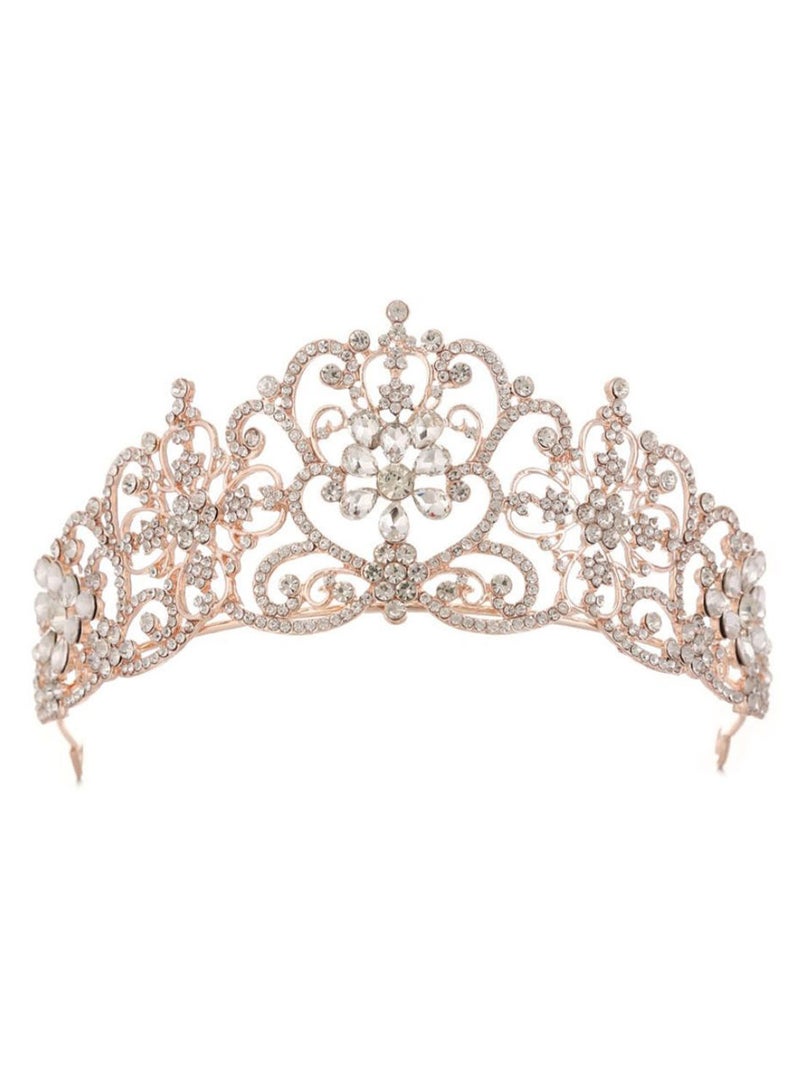 NIBEMINENT Rhinestone Studded Chic Hair Crown Rose Gold/Clear One Size