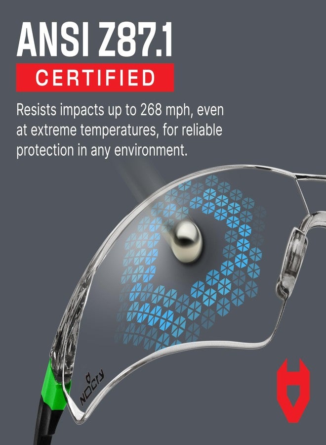 نو كراي نظارات أمان شفافة من NoCry للرجال والنساء، مزودة بعدسات مضادة للضباب والخدوش، وأذرع قابلة للتعديل، ووسادات أنف قابلة للتعديل - نظارات واقية معتمدة من ANSI Z87 مع حماية كاملة من الأشعة فوق البنفسجية - Image 5