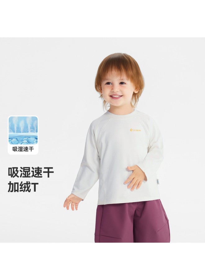 Moisture-wicking & Quick-drying] Baby T-shirt Long Sleeve Fleece Winter Boys Base Layer Children's Half-turtle Neck Casual Wear Girls - Image 2