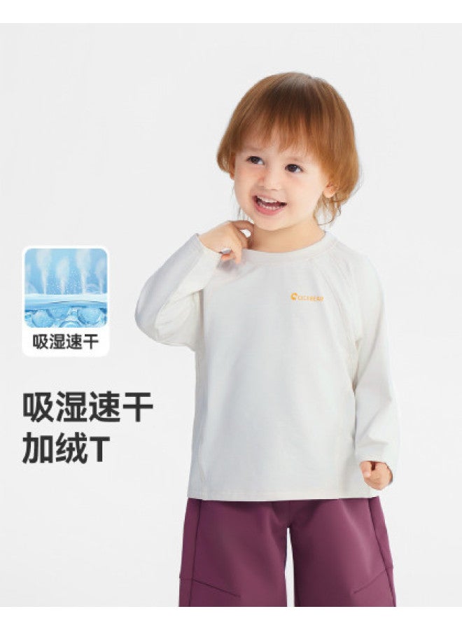 Moisture-wicking & Quick-drying] Baby T-shirt Long Sleeve Fleece Winter Boys Base Layer Children's Half-turtle Neck Casual Wear Girls - Image 1