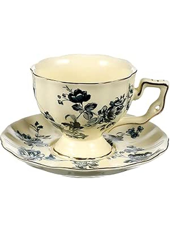 Vintage Ceramic Coffee Mug and Saucer Set for Home Office and Afternoon Tea - Image 1