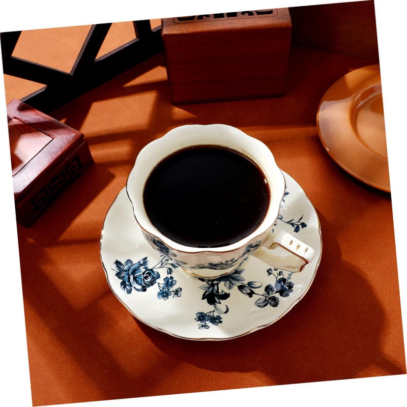 Vintage Ceramic Coffee Mug and Saucer Set for Home Office and Afternoon Tea - Image 5