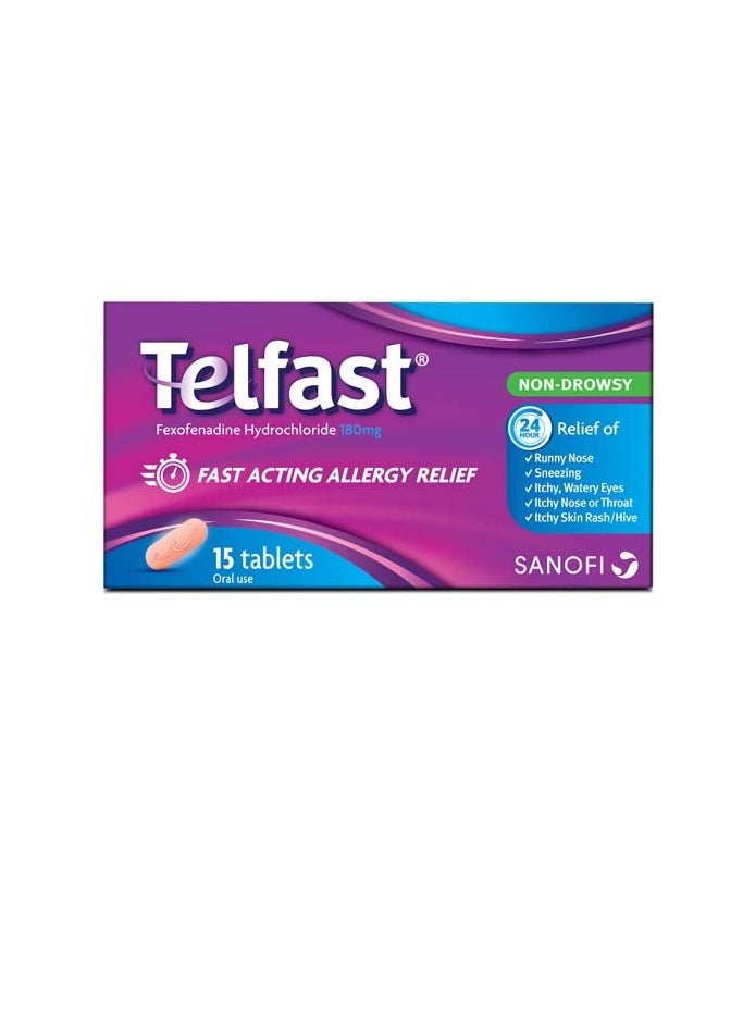 sanofi Telfast 180Mg Fast Acting Allergy Relief Tablets 15'S - Image 1