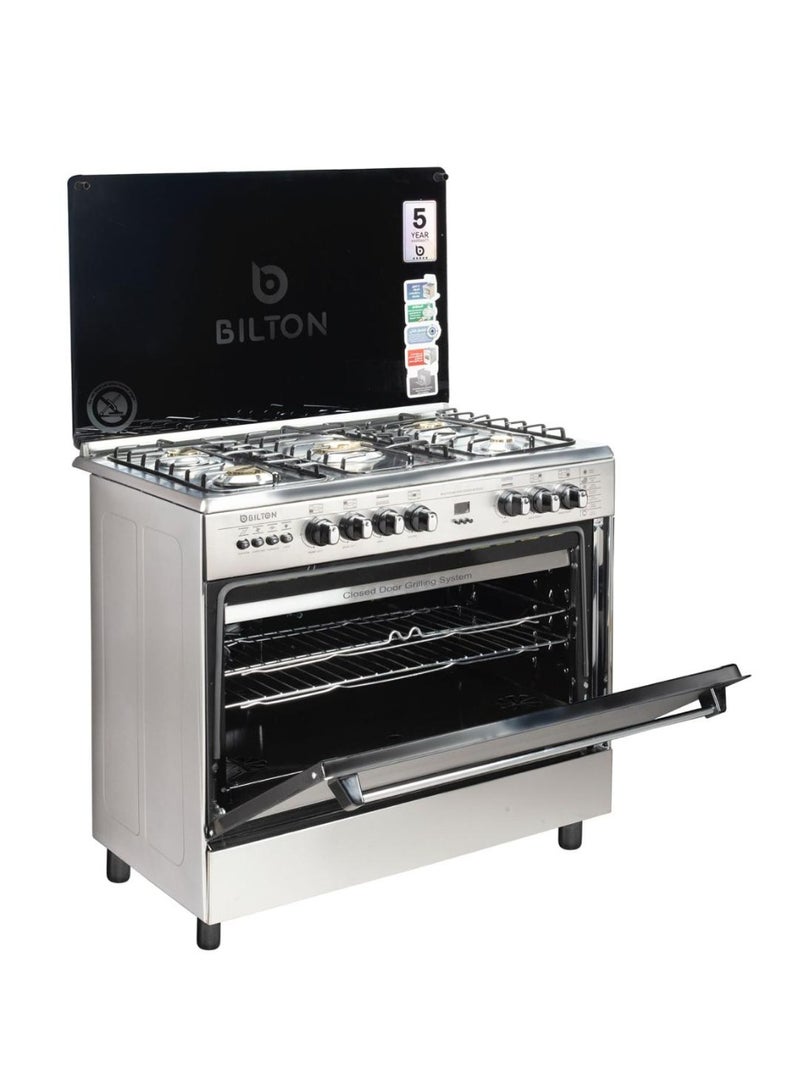 Bilton Cooker 5 Burner 60 x 80 Full Stainless Steel With Self Ignition - Bulb - Grill - Image 3
