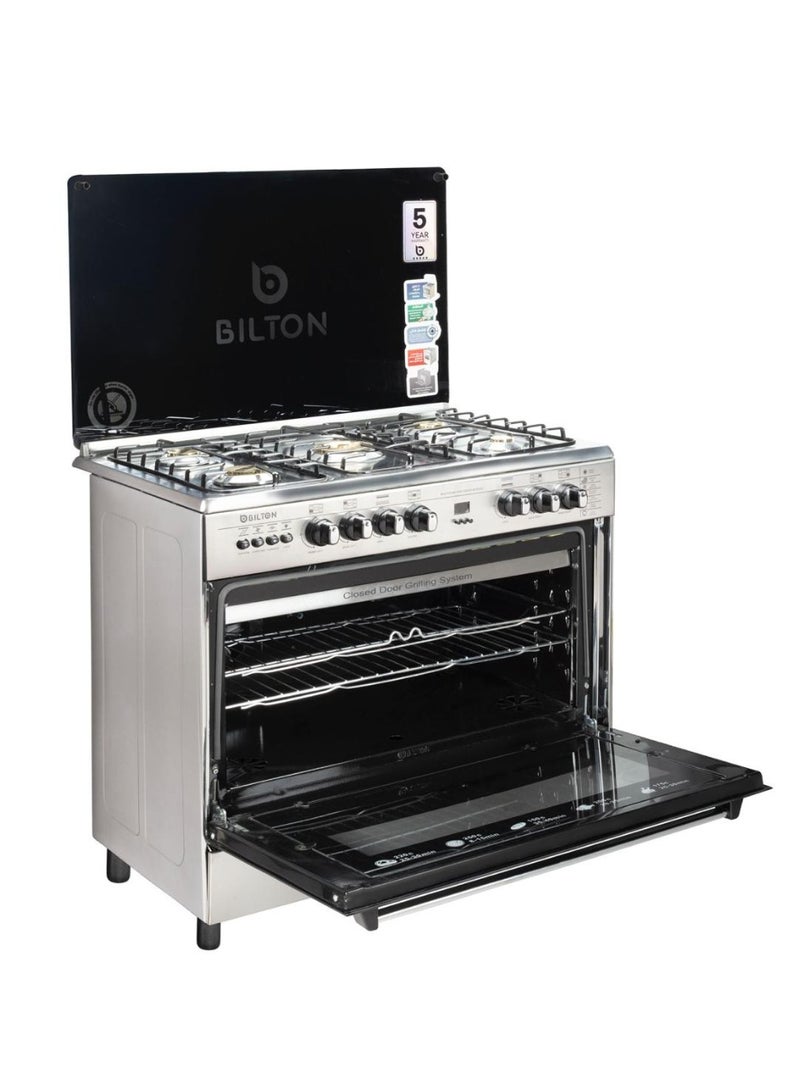 Bilton Cooker 5 Burner 60 x 80 Full Stainless Steel With Self Ignition - Bulb - Grill - Image 2
