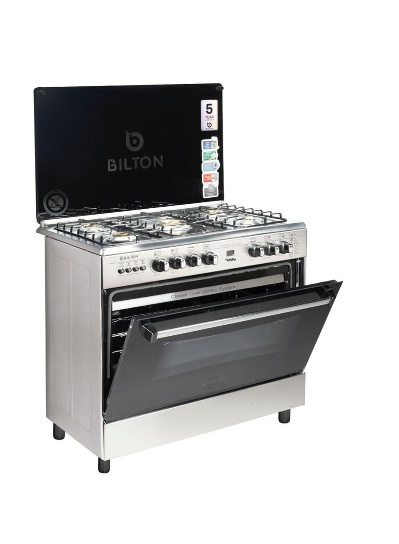 Bilton Cooker 5 Burner 60 x 80 Full Stainless Steel With Self Ignition - Bulb - Grill - Image 4