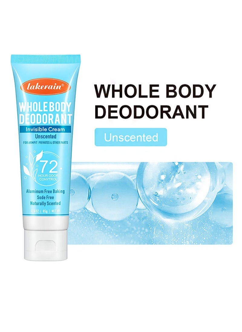 lakerain - Whole Body Deodorant Invisible Cream，Aluminum Free Deodorant Lotion, Underarm Deodorant Cream (72 Hour Deodorant), Deodorant Antiperspirant Clear Gel, No Baking Soda (No fragrance) - Image 1