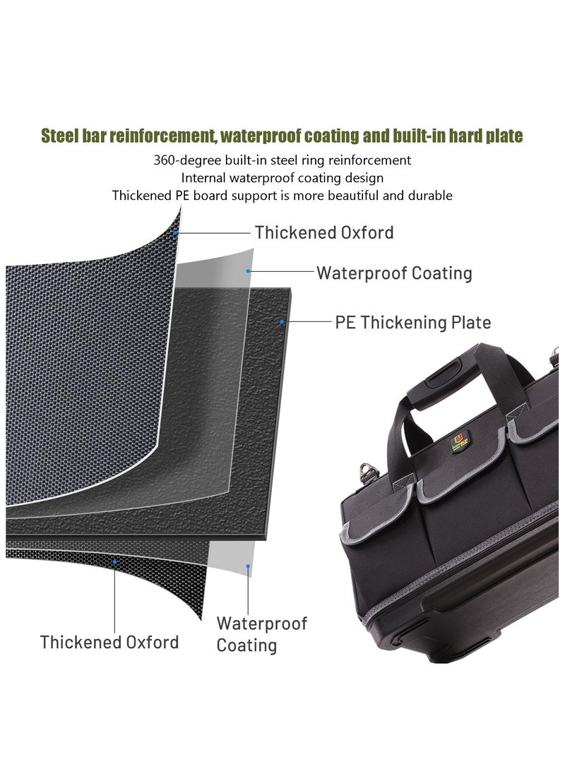 Generic Wide Mouth Tool Bag with Water Proof Molded Base,Wide Mouth Tool Tote Bag,Waterproof Tool Organizer Bag for Men with Adjustable Shoulder Strap  - Image 5
