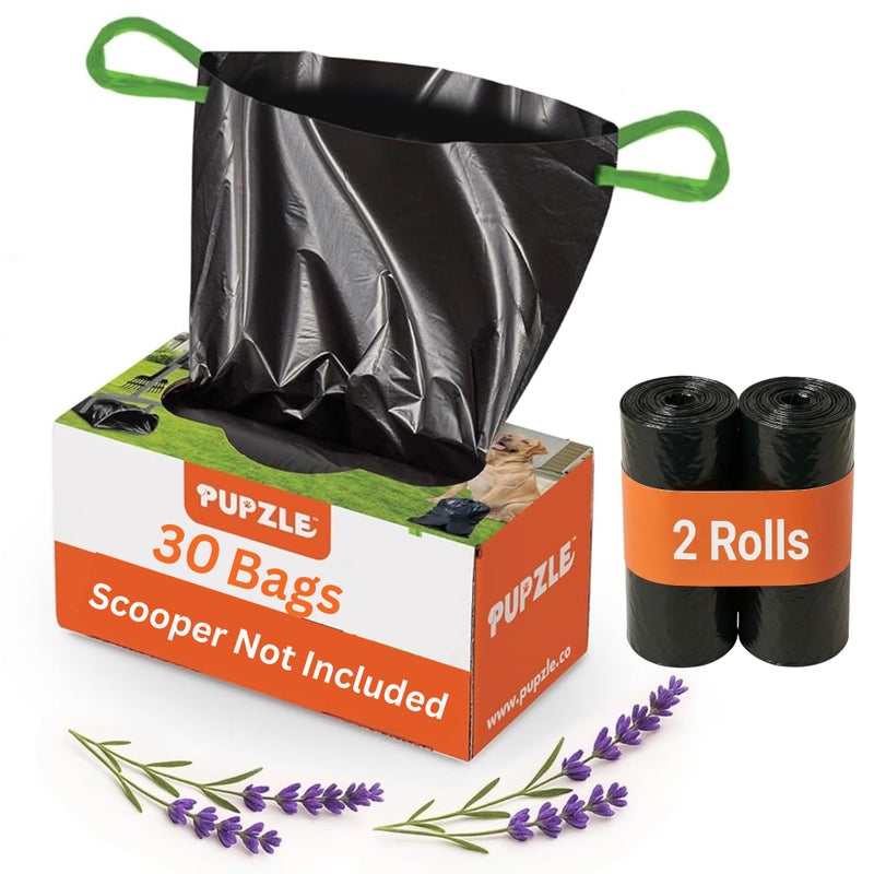 Pupzle Dog Pooper Scooper with Bag Attachment 40 Long Handle Pooper Scooper for Large Dogs Dog Poop Scoop for Yard Large Capacity Swivel Bin and Rake Lavender Scented Bags Black - Image 2