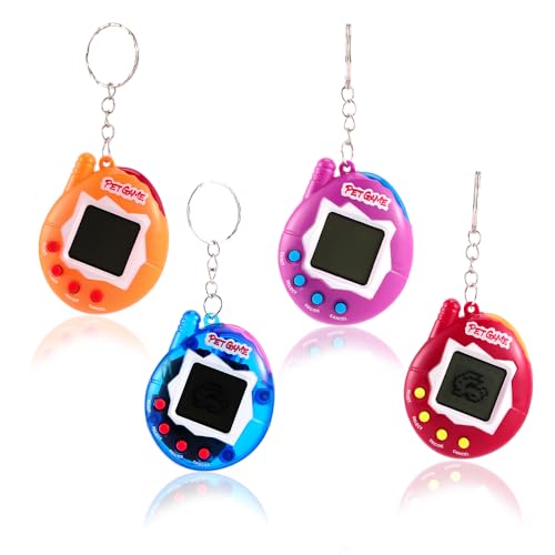 jaming 4 Pieces Virtual Electronic Digital Pets Keychains Nostalgic 168 Giga Pets in One Virtual Cyber Digital Nostalgic Handheld Electronic Toys for Kids Funny Play Solid Color Version - Image 5