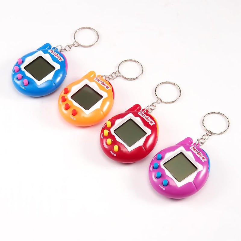 jaming 4 Pieces Virtual Electronic Digital Pets Keychains Nostalgic 168 Giga Pets in One Virtual Cyber Digital Nostalgic Handheld Electronic Toys for Kids Funny Play Solid Color Version - Image 3