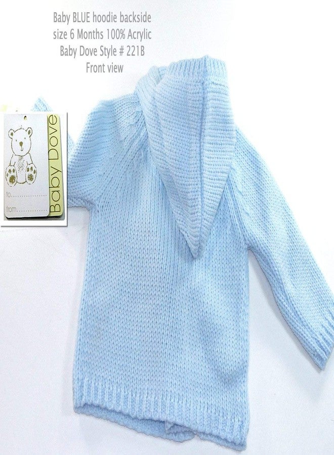 Baby Dove Blue Soft Elegant Newborn Baby Boy Double Breasted Sweater Jacket with Hood 0-3 Mo - Image 5