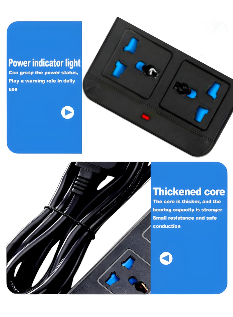 Power Strip with 4 Outlets + 3 USB Ports + 1 PD, Auto Max 1A, 2500W Rated Power, 10A, 250V, A37 - Image 4