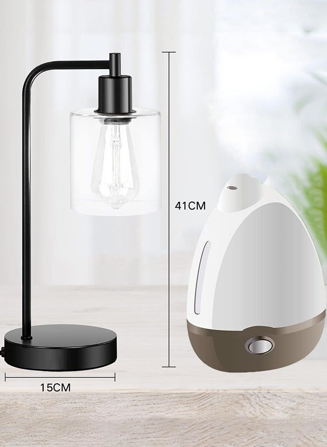 Garlo Set of 2 Industrial Touch Control Table Lamps, 3-Way Dimmable Bedside Nightstand Reading Lamps with Glass Shade for Bedroom Office, Daylight LED Bulbs Included - Image 2