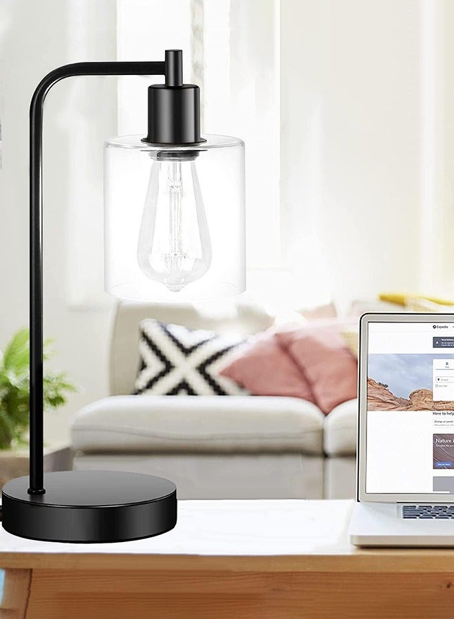 Garlo Set of 2 Industrial Touch Control Table Lamps, 3-Way Dimmable Bedside Nightstand Reading Lamps with Glass Shade for Bedroom Office, Daylight LED Bulbs Included - Image 3
