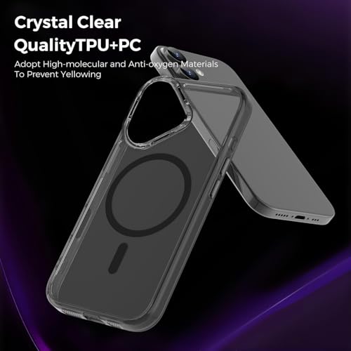 VONZEE Translucent Clear Back Cover Compatible with (iPhone 17 Case)(2025), PC Shockproof Scratch Resistant, Non-Yellowing, Support Mag-Safe Wireless Magnetic Charging - Black|6.3'' - Image 5