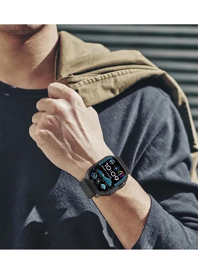 بولوز 2 حزام شبكي من ميلانو، مناسب لحزام ساعة Apple Watch، مناسب لمقاسات 49 مم، 46 مم، 45 مم، 44 مم، 42 مم، مناسب للرجال والنساء. - Image 4